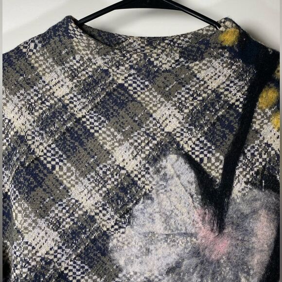 Anthropologie Troubadour Plaid Floral Petal Detail Mock Neck Sweater Small - Picture 5 of 9